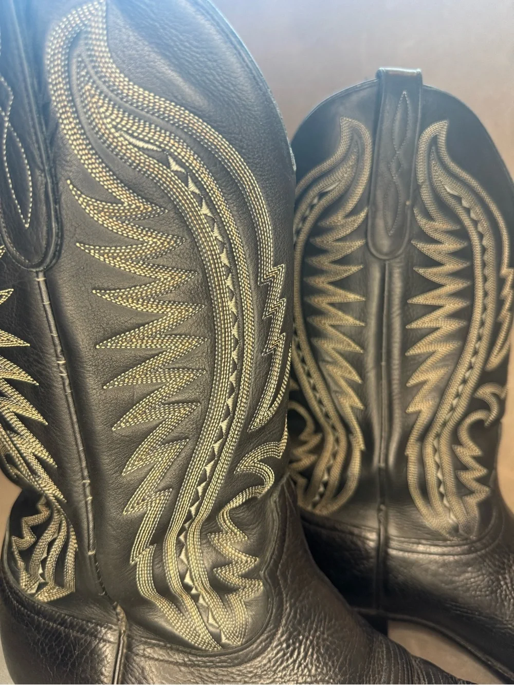 Larry Mahan El Paso Black Leather Cowboy Boots Men’s 10.5 D Western USA Made
